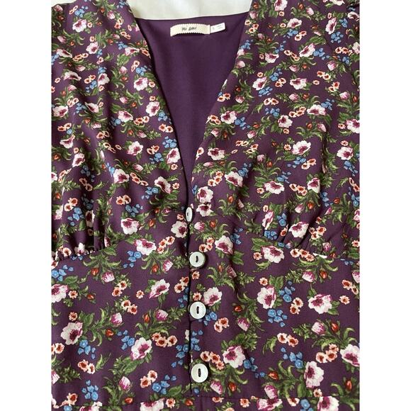 Mi Ami Penelope Floral Ruffles Mini Spring Dress Purple Green Blue Small - Picture 4 of 9
